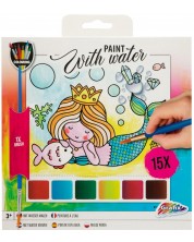 Творчески комплект за рисуване с вода Grafix Colouring - Русалка, с 15 листа и четка -1