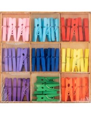 Творчески комплект Grafix Craft Sensations - дървени мини щипки, жълти, сини, 54 броя