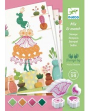 Творчески комплект Djeco - Рисуване с печати, Flower girl