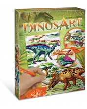 Творчески комплект DinosArt - Направи си картини с камъчета, Динозаври