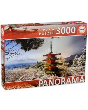 Панорамен пъзел Educa от 3000 части - Връх Фуджи и Пагода Чурейто, Япония