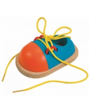 Дървена играчка Woody - Обувка с връзки за връзване -1