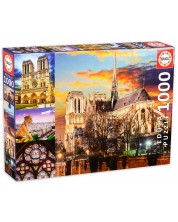 Пъзел Educa от 1000 части - Катедралата Нотр Дам в Париж, колаж -1