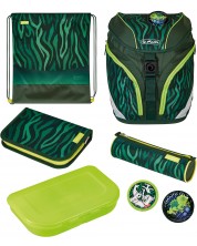 Ученически комплект Herlitz SoftLight Plus - Jungle, раница, спортна торба, два несесера и кутия за храна -1