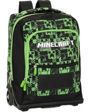 Ученическа раница с колелца Panini Minecraft - Premium Pixels Green, 1 отделение -1