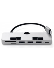 USB хъб Satechi - Aluminum Clamp Pro, 6 порта, USB-C, сребрист