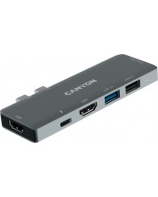 USB хъб Canyon - DS-05B, 7 в 1, USB-C, сив -1