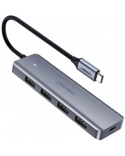 USB хъб Ugreen - CМ219, 4xUSB3.0, USB-C, сив -1