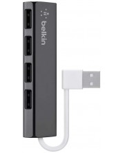 USB хъб Belkin - Ultra-Slim Travel, 4 порта, USB-A, черен