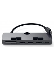 USB хъб Satechi - Aluminum Clamp Pro, 6 порта, USB-C, сив