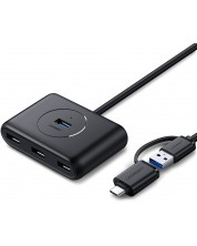 USB хъб Ugreen - CR113, 4xUSB 3.0, USB-A/USB-C, черен -1
