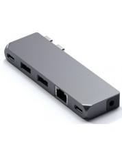 USB хъб Satechi - Aluminium Pro Hub Mini, 6 порта, USB-C, сив -1