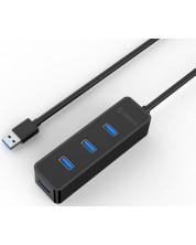 USB хъб Orico - W5PH4-U3, 4 порта, USB-A, черен