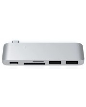 USB Хъб Satechi - Aluminium Passthrough, 5 порта, USB-C, сребрист -1