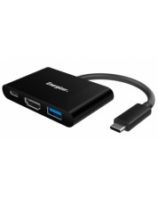 USB хъб Energizer - HC303CV, 4 порта, USB-C,черен -1