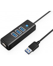USB хъб Orico - PW3UR-U3-015-BK, 4 порта, USB-A, черен -1