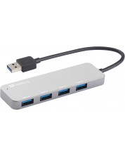 USB хъб Sandberg - SAVER, USB 3.0 Hub, 4 порта, USB-A, сребрист -1