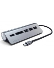 USB хъб Satechi - Aluminium, 5 порта, USB-C, сив -1