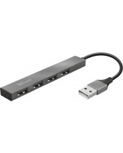 USB хъб Trust - Halyx Mini, 4-порта, USB-A, сив -1