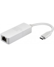USB хъб D-Link - DUB-E130, 1 порт, USB-C към Gigabit Ethernet, бял