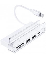 USB хъб XtremeMac - 6 порта, USB-C,  бял  -1