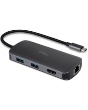 USB хъб ttec - 8 в 1 Multiport, 8 порта, USB-C, черен
