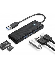 USB хъб Orico - PAPW3AT-U3-015-BK, 3 порта/SD/TF, USB-A, черен -1