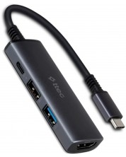 USB хъб ttec  - 4 в 1 Multiport, 4 порта, USB-C, черен -1