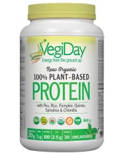 VegiDay 100% Plant-Based Protein, неовкусен, 840 g, Natural Factors -1