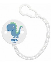 Верижка за залъгалка Wee Baby - Patterned, син динозавър -1