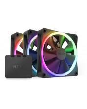 Вентилатори NZXT - F120 RGB Black, 120 mm, RGB, 3 броя, контролер -1