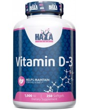 Vitamin D3, 1000 IU, 250 капсули, Haya Labs