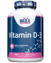 Vitamin D3, 400 IU, 250 капсули, Haya Labs -1