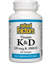 Vitamin К2 & D3, 60 капсули, Natural Factors