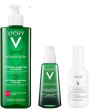 Vichy Normaderm & CS Комплект - Коригираща грижа, Почистващ гел и Флуид, 50 + 400 + 40 ml -1
