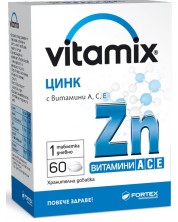 Vitamix Цинк с Витамин А, С, Е, 60 таблетки, Fortex -1