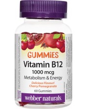 Vitamin B12 Gummies, 1000 mcg, 60 таблетки, Webber Naturals