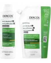 Vichy Dercos Комплект - Шампоан против пърхот за суха коса Anti-dandruff DS + Пълнител, 200 + 500 ml -1