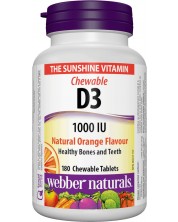 Vitamin D3, 1000 IU, портокал, 180 таблетки, Webber Naturals -1