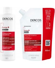 Vichy Dercos Комплект - Стимулиращ шампоан Energy+ и Пълнител, 200 + 500 ml -1