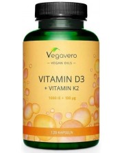 Vitamin D3 + Vitamin K2, 120 капсули, Vegavero -1