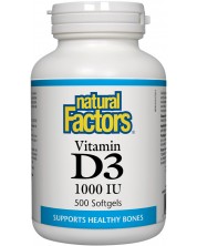 Vitamin D3, 1000 IU, 500 капсули, Natural Factors -1