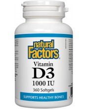 Vitamin D3, 1000 IU, 360 капсули, Natural Factors -1