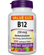 Vitamin B12, 250 mcg, 200 таблетки, Webber Naturals