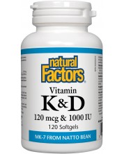 Vitamin K2 + Vitamin D3, 120 капсули,  Natural Factors -1