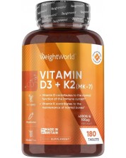 Vitamin D3 + K2, 180 таблетки, Weight World