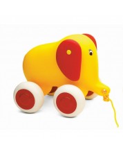 Слонче за дърпане Viking Toys, 25 cm, жълто, с подаръчна кутия