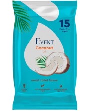 Влажна тоалетна хартия с масло от кокос Event - 15 броя