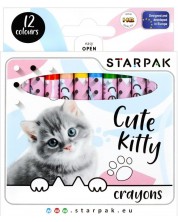Восъчни пастели Starpak - Коте, 12 цвята -1