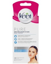 Veet Pure Восъчни ленти за лице за чувствителна кожа, 20 броя -1